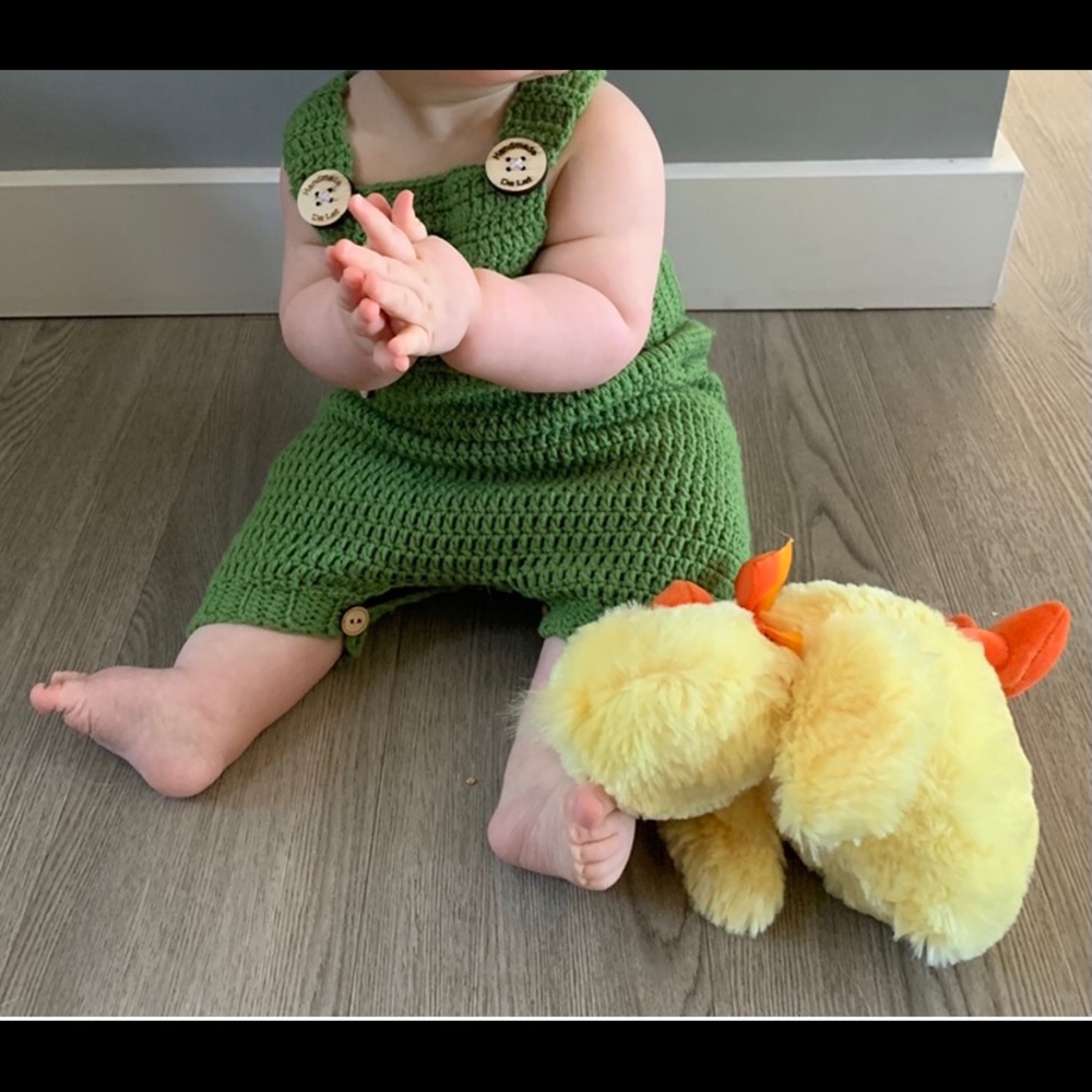 NEW Baby Knit Overalls with Wooden Buttons